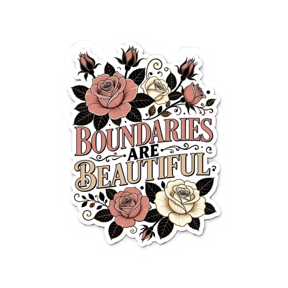 Boundary Sticker — "Boundaries Are Beautiful" Kiss-Cut Sticker