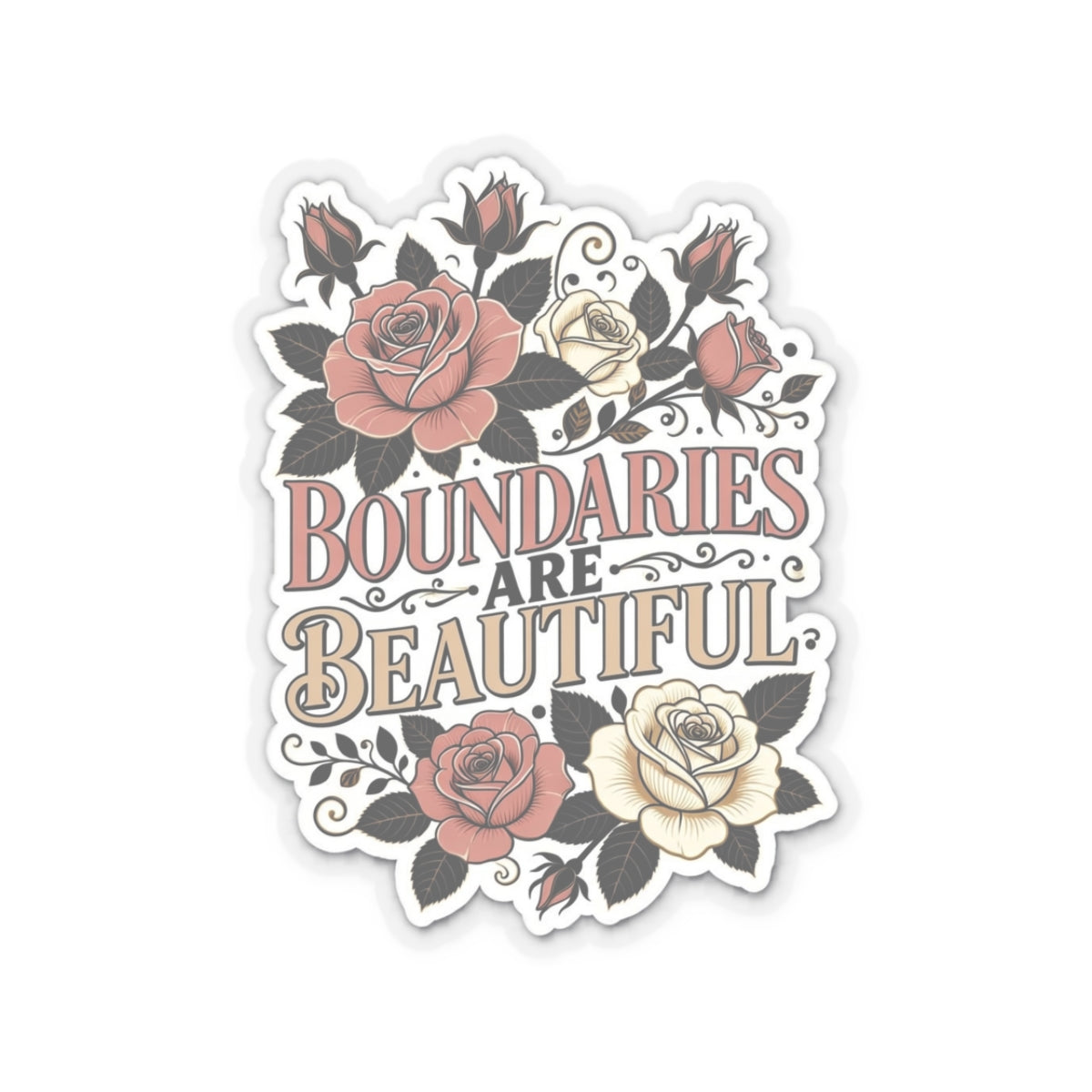 Boundary Sticker — "Boundaries Are Beautiful" Kiss-Cut Sticker